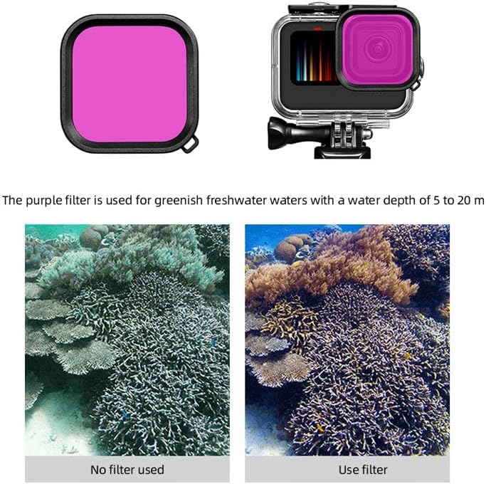 Reflex Camera Underwater Diving Color Lens Filter Red Pink Purple Compatible with Go Pro Hero 13-9 Black – Snap-On Underwater Filter for Enhanced Video & Photography - Image 3